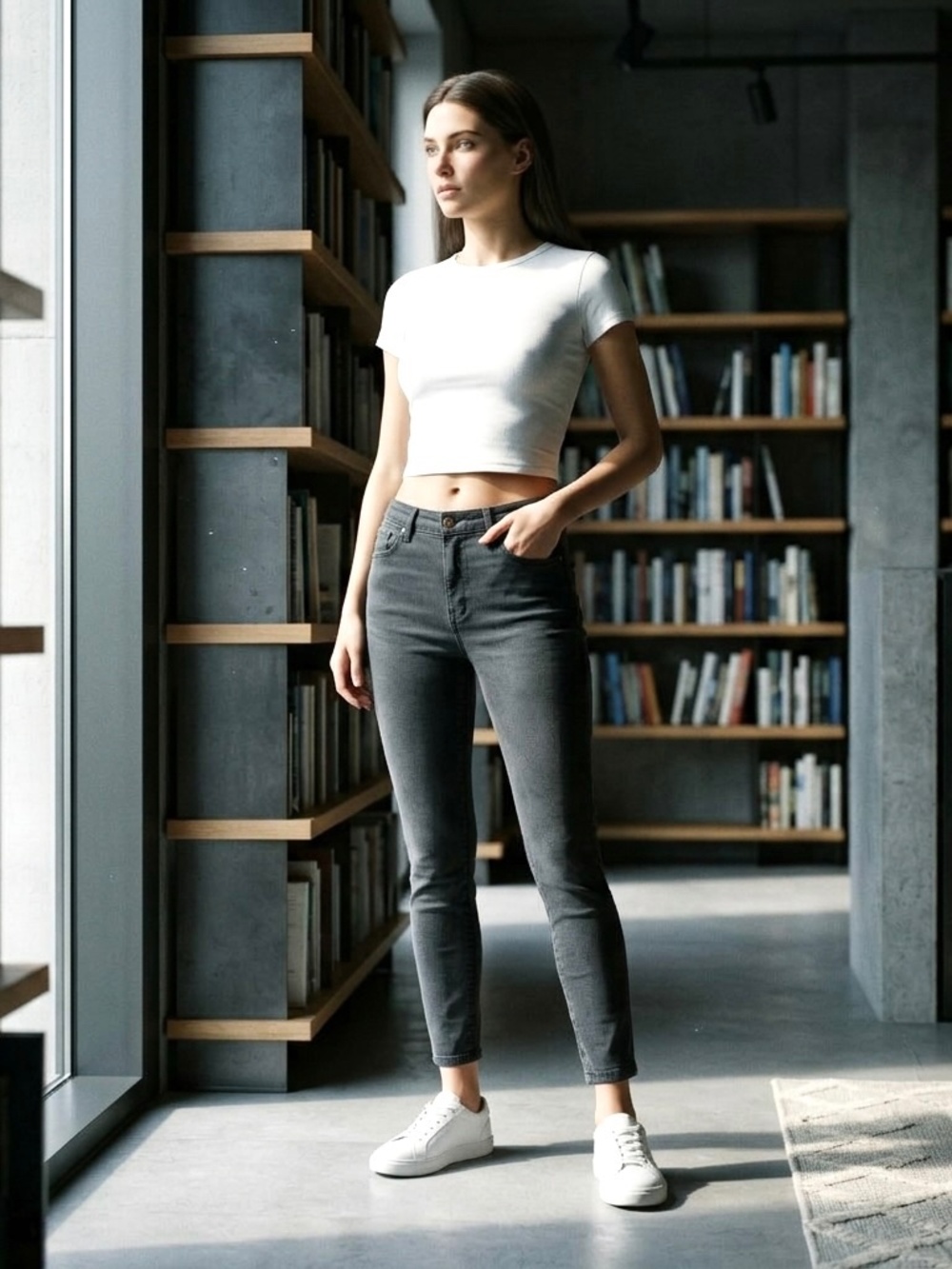 Yoga Jeans Rachel Classic Rise Skinny Grey Steel Denim High Stretch Size 6
